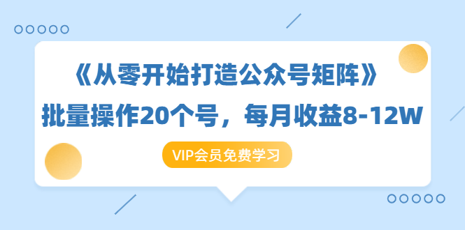 《从零开始打造公众号矩阵》批量操作20个号，每月收益大概8-12W（44节课）-赚钱驿站