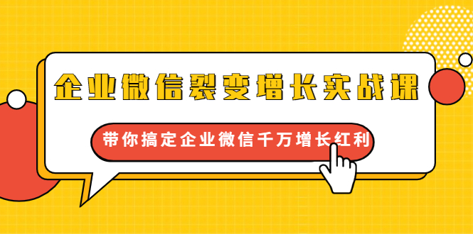 企业微信裂变增长实战课：带你搞定企业微信千万增长红利，新流量-新玩法-赚钱驿站