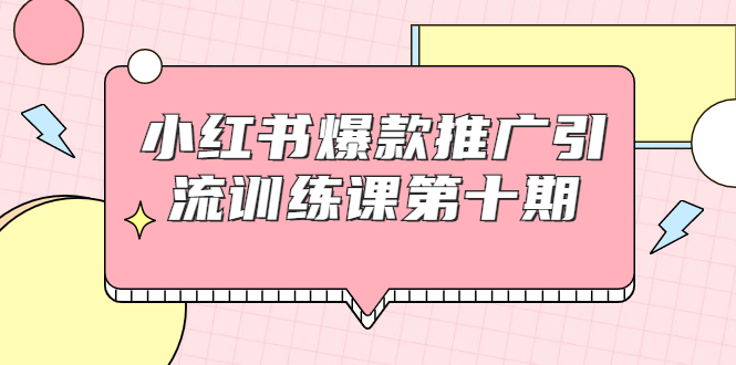 小红书爆款推广引流训练课第十期，手把手带你玩转小红书，轻松月入过万-赚钱驿站