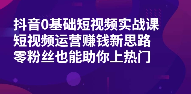 抖音0基础短视频实战课，短视频运营赚钱新思路，零粉丝也能助你上热门-赚钱驿站