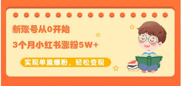 生财小红书涨粉变现：新账号从0开始3个月小红书涨粉5W+实现单篇爆粉-赚钱驿站