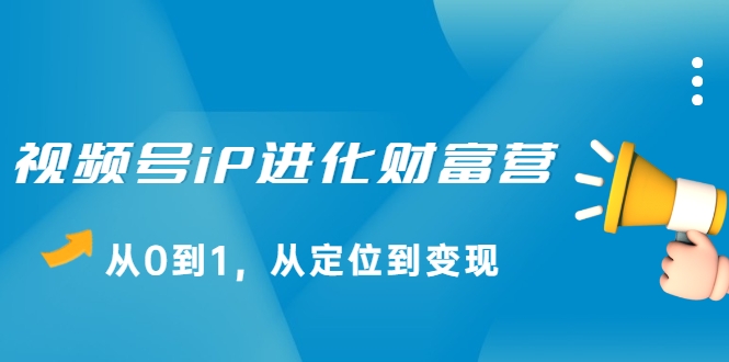 视频号iP进化财富营，从0到1，从定位到变现赚钱（价值1577元）-赚钱驿站