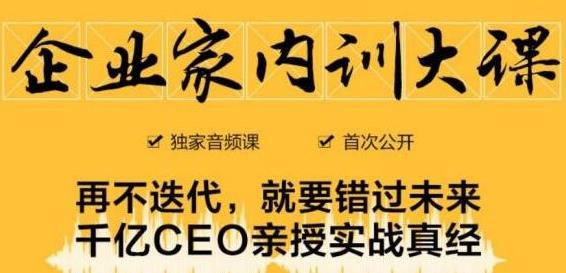 企业家内训大课，未来企业必学经验，价值1299元-赚钱驿站