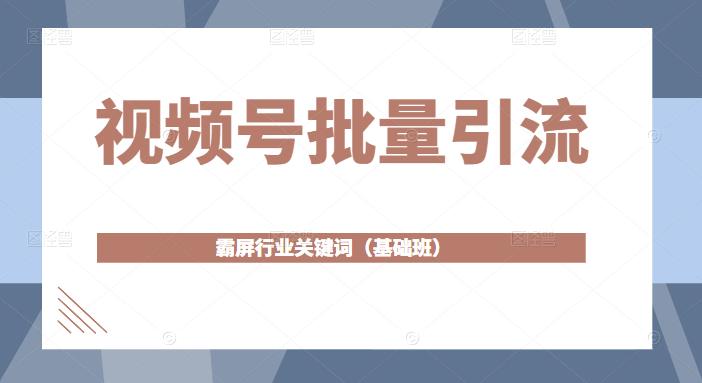 视频号批量引流，霸屏行业关键词（基础班）全面系统讲解视频号玩法-赚钱驿站