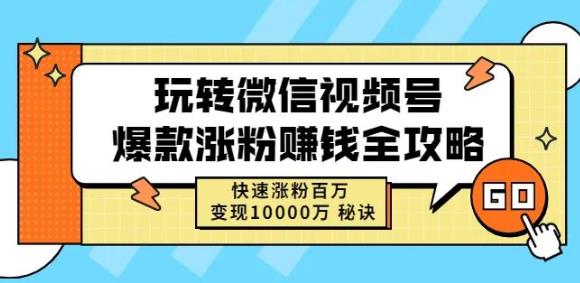 玩转微信视频号爆款涨粉赚钱全攻略，快速涨粉百万变现万元秘诀-赚钱驿站