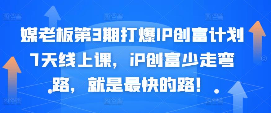 媒老板第3期打爆IP创富计划7天线上课，iP创富少走弯路，就是最快的路！-赚钱驿站