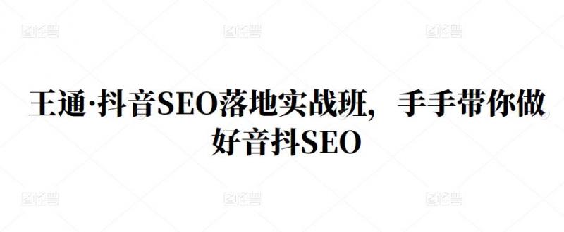 王通·抖音SEO落地实战班，手‬手带你做好音抖‬‬SEO-赚钱驿站