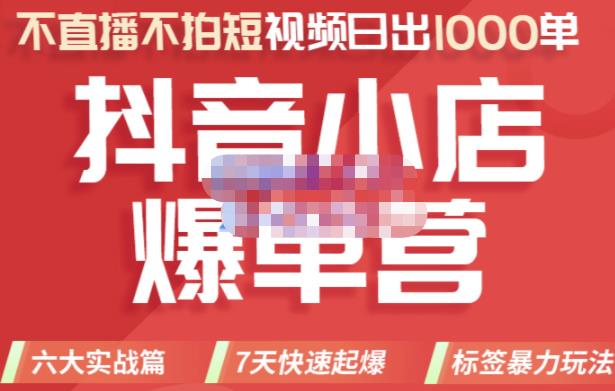 推易电商·2022年抖音小店爆单营，不直播、不拍短视频、日出1000单，暴力玩法-赚钱驿站