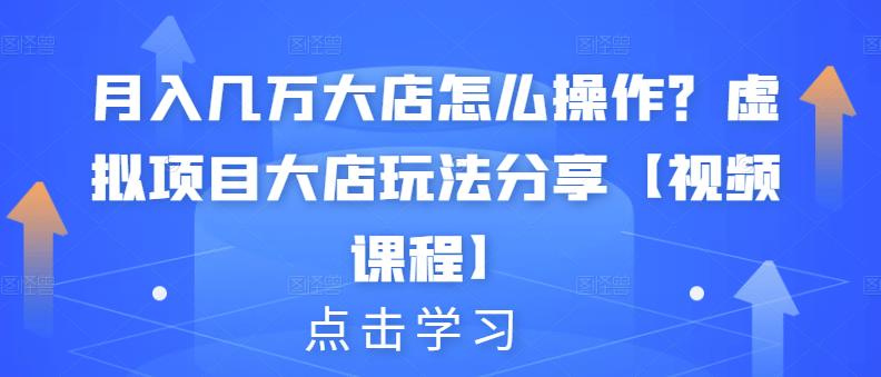 月入几万大店怎么操作？虚拟项目大店玩法分享【视频课程】-赚钱驿站