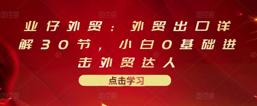 业仔外贸：外贸出口详解30节，小白0基础进击外贸达人 价值666元-赚钱驿站