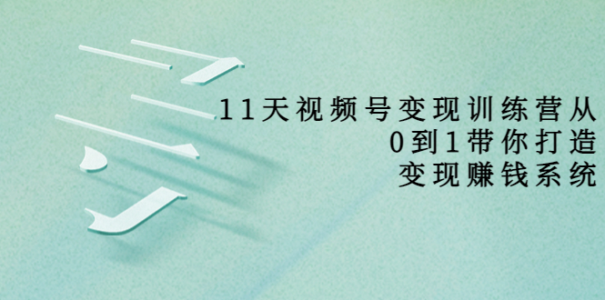 11天视频号变现训练营，从0到1打造变现赚钱系统（价值398元）-赚钱驿站