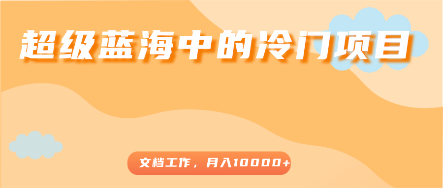 超级蓝海中的冷门项目，文档工作，好玩又赚钱，月入10000+-赚钱驿站