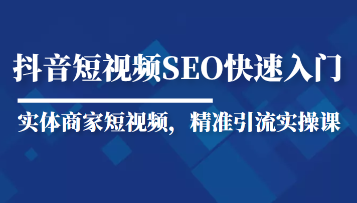 抖音短视频Seo搜索排名优化新手快速入门教程，实体商家短视频，精准引流实操课-赚钱驿站