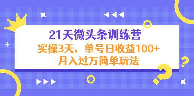 21天微头条训练营，实操3天，单号日收益100+月入过万简单玩法-赚钱驿站