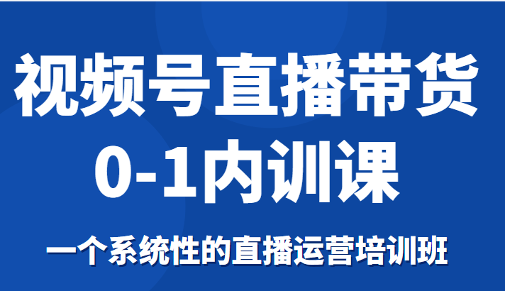 视频号直播带货0-1内训课，一个系统性的直播运营培训班-赚钱驿站