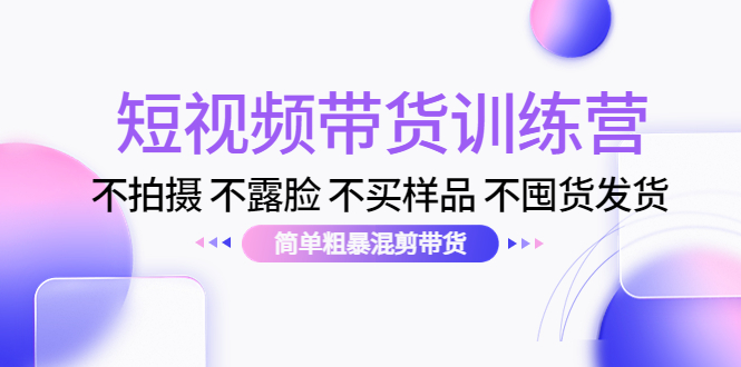 短视频带货训练营：不拍摄 不露脸 不买样品 不囤货发货 简单粗暴混剪带货（第三期）-赚钱驿站