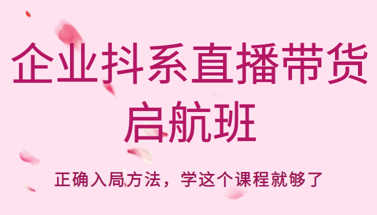 企业抖系直播带货启航班，正确入局方法，学这个课程就够了-赚钱驿站