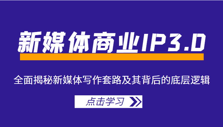 新媒体商业IP3.0，全面揭秘新媒体写作套路及其背后的底层逻辑（价值1299元）-赚钱驿站