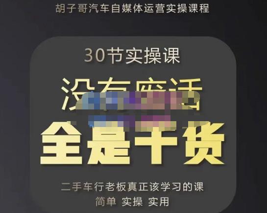 胡子哥·汽车自媒体运营实操课，汽车新媒体二手车短视频运营教程-价值8888元-赚钱驿站