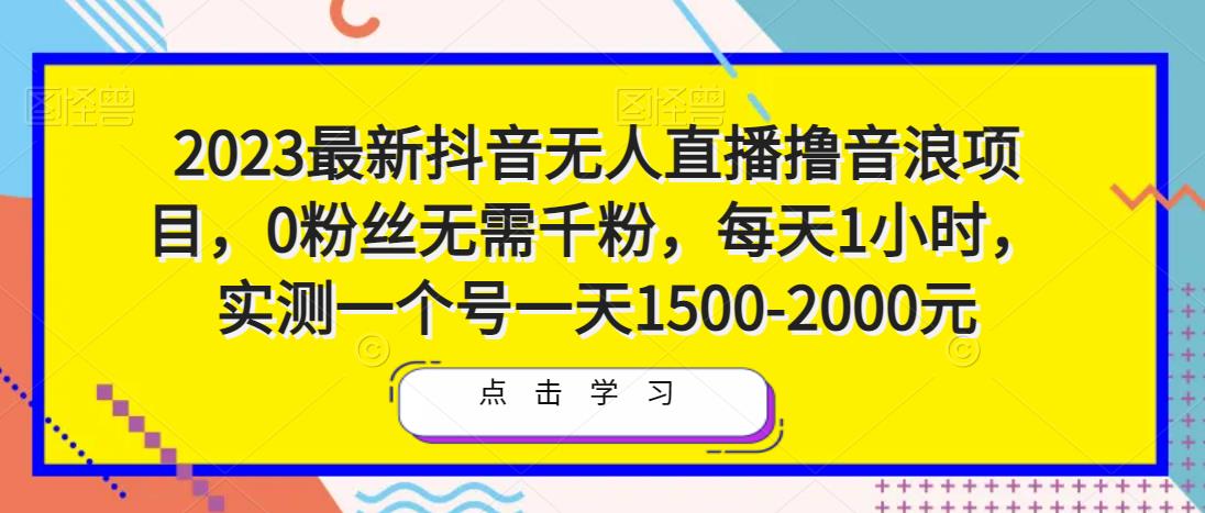 2023最新抖音无人直播撸音浪项目，0粉丝无需千粉，每天1小时，实测一个号一天1500-2000元-赚钱驿站