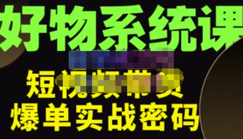 大嘴·好物短视频带货解析，学完你将懂的短视频带货底层逻辑，做出能表现的短视频-赚钱驿站