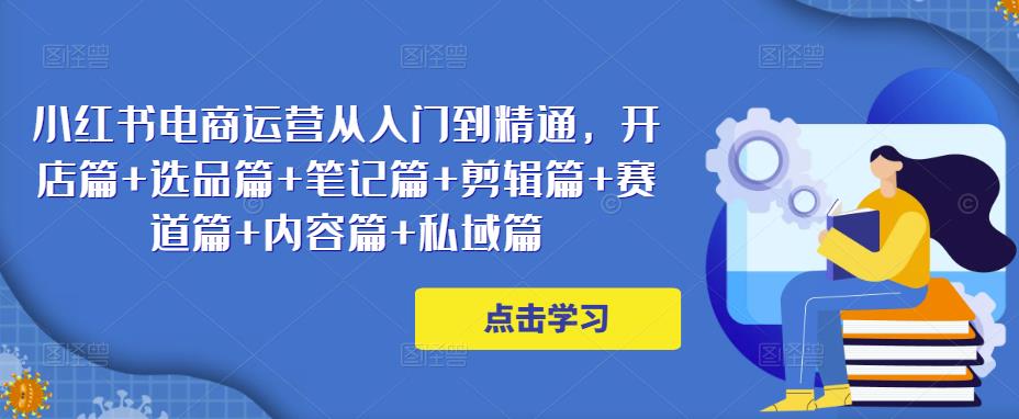 小红书电商运营从入门到精通，开店篇+选品篇+笔记篇+剪辑篇+赛道篇+内容篇+私域篇-赚钱驿站