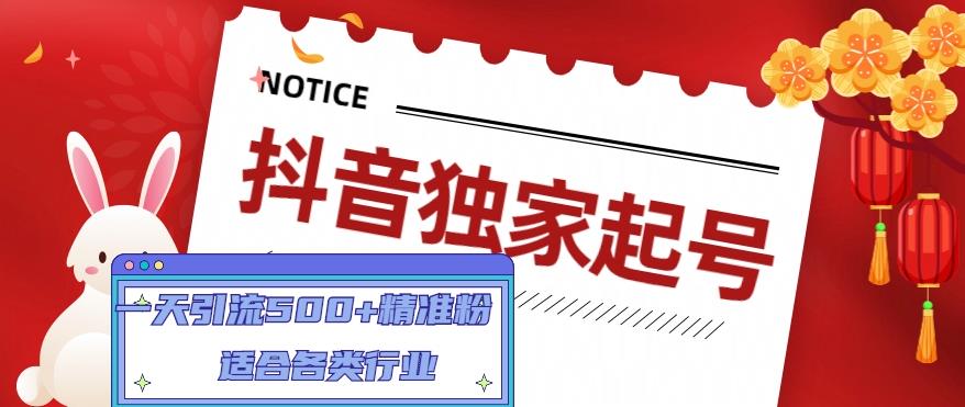 抖音独家起号，一天引流500+精准粉，适合各类行业（9节视频课）-赚钱驿站