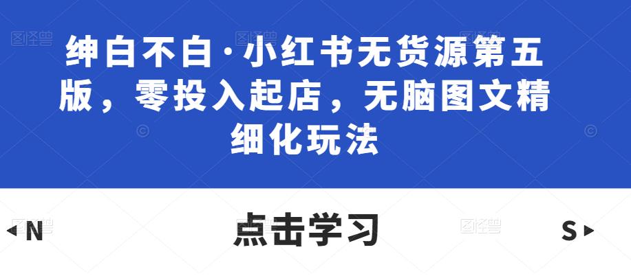 绅白不白·小红书无货源第五版，零投入起店，无脑图文精细化玩法-赚钱驿站