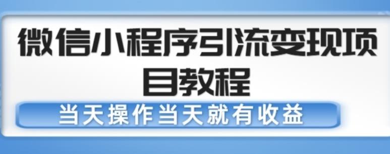 微信小程序引流变现项目教程，当天操作当天就有收益，变现不再是难事-赚钱驿站