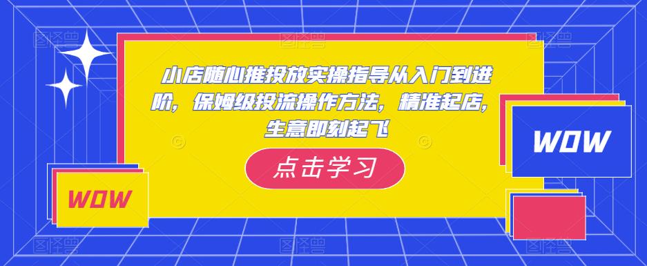 小店随心推投放实操指导从入门到进阶，保姆级投流操作方法，精准起店，生意即刻起飞-赚钱驿站