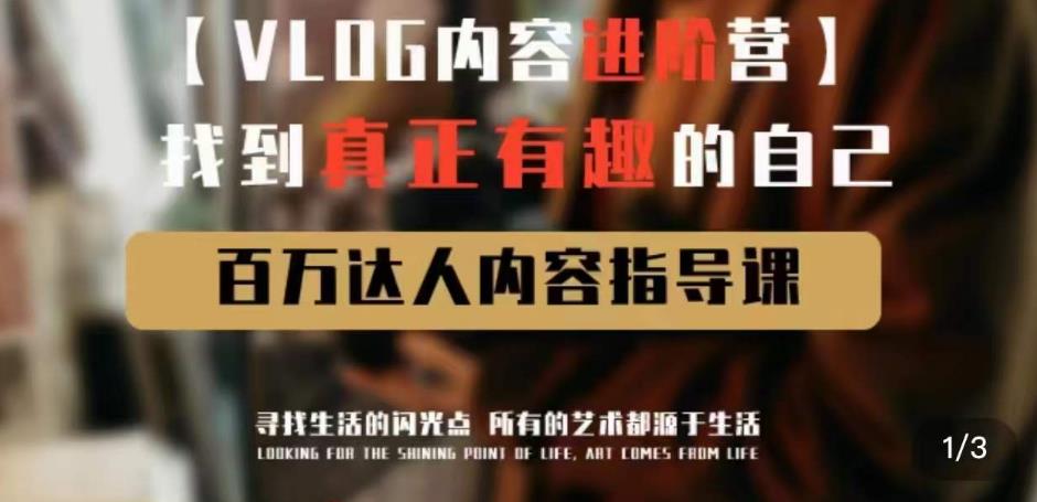 vlog内容进阶营，找到真正有趣的自己，百万达人内容指导课-赚钱驿站