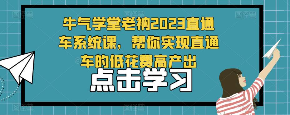 牛气学堂老衲2023直通车系统课，帮你实现直通车的低花费高产出-赚钱驿站