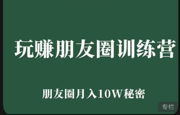 玩赚朋友圈系统课，朋友圈月入10W的秘密，​7天系统图文课程-赚钱驿站