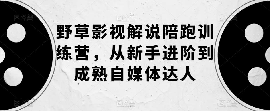 野草影视解说陪跑训练营，从新手进阶到成熟自媒体达人-赚钱驿站