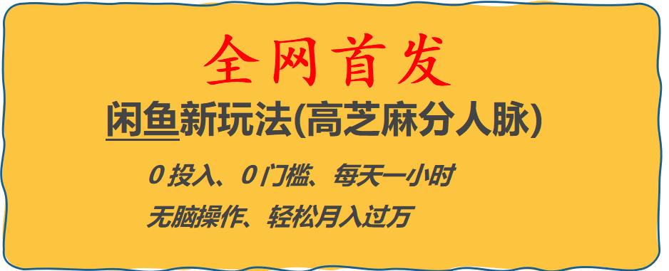 闲鱼新玩法(高芝麻分人脉)0投入0门槛,每天一小时，轻松月入过万【揭秘】-赚钱驿站