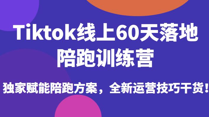 Tiktok线上60天落地陪跑训练营，独家赋能陪跑方案，全新运营技巧干货-赚钱驿站