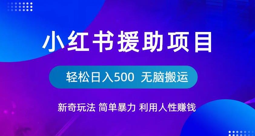 小红书援助项目新奇玩法，简单暴力，无脑搬运轻松日入500【揭秘】-赚钱驿站