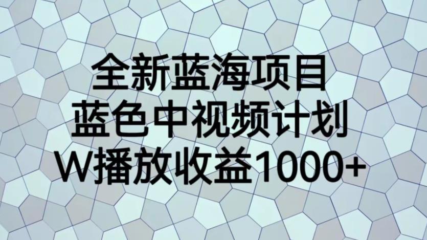 全新蓝海项目，蓝色中视频计划，1W播放量1000+【揭秘】-赚钱驿站