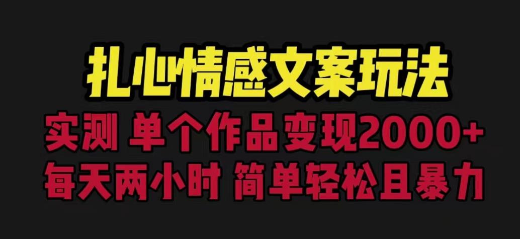 扎心情感文案玩法，单个作品变现5000+，一分钟一条原创作品，流量爆炸【揭秘】-赚钱驿站