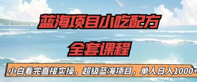 蓝海项目小吃配方全套课程，小白看完直接实操，单人日入1000+【揭秘】-赚钱驿站