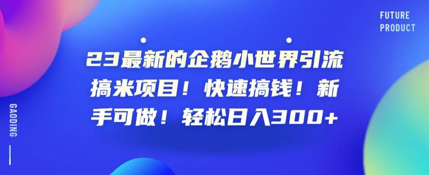 23最新的企鹅小世界引流搞米项目！快速搞钱！新手可做！轻松日入300+【揭秘】-赚钱驿站