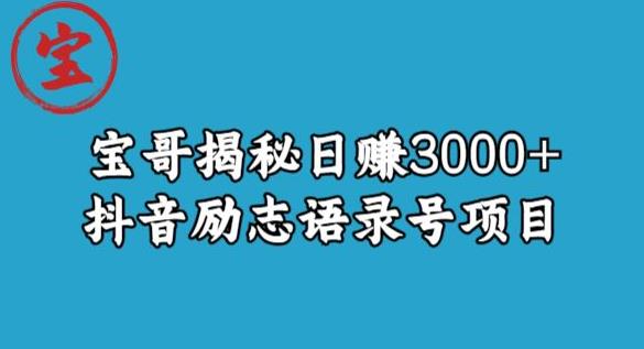 宝哥揭秘日赚3000+抖音励志语录号短视频变现项目-赚钱驿站