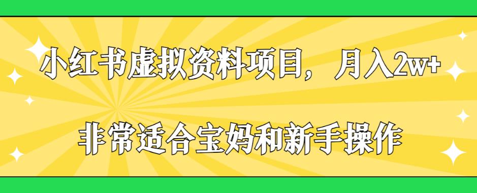 小红书虚拟资料项目，月入2w+，非常适合宝妈和新手操作【揭秘】-赚钱驿站