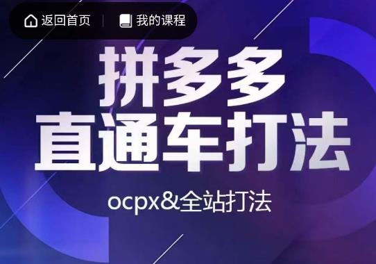 互力·拼多多直通车打法，ocpx&全站打法-赚钱驿站