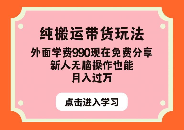 纯搬运带货玩法，外面学费990现在免费分享，新人无脑操作也能月入过万【揭秘】-赚钱驿站