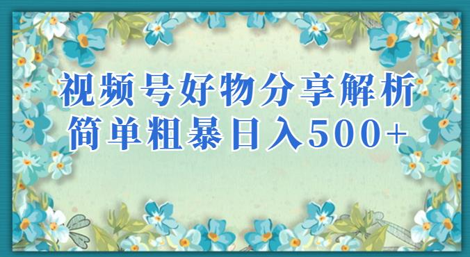 视频号好物分享解析，简单粗暴可以批量方大的项目【揭秘】-赚钱驿站