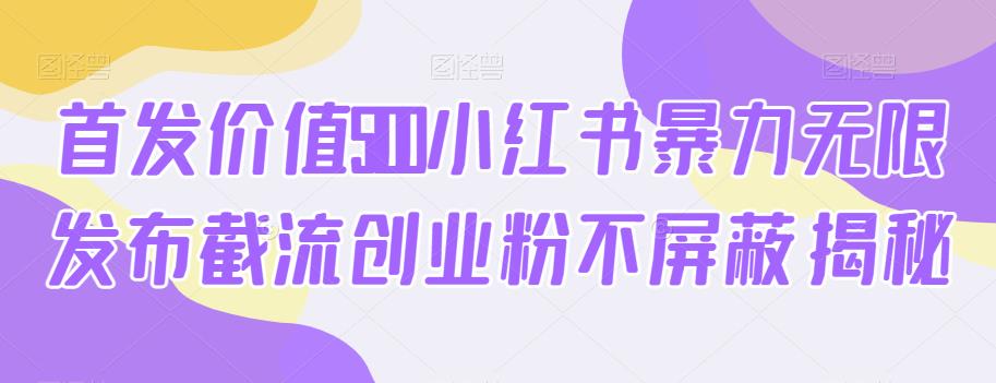 首发价值5100小红书暴力无限发布截流创业粉不屏蔽揭秘-赚钱驿站