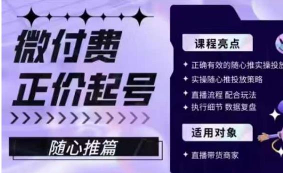 微付费正价起号（随心推篇），正确有效的随心推实操投放-赚钱驿站