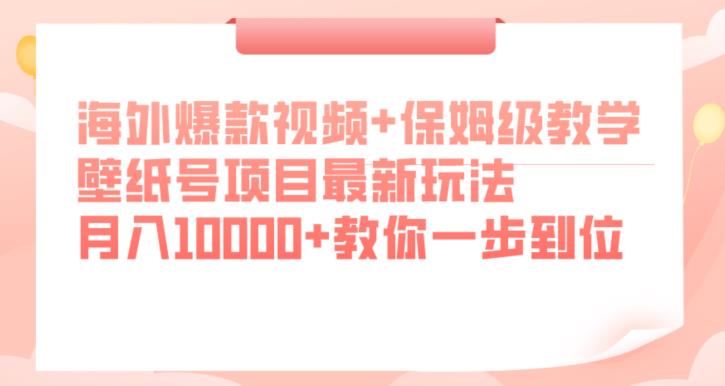 海外爆款视频+保姆级教学，壁纸号项目最新玩法，月入10000+教你一步到位【揭秘】-赚钱驿站