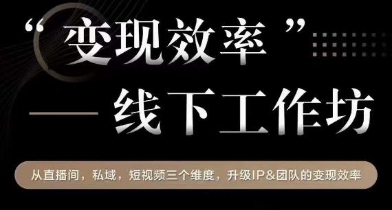 变现效率线下工作坊，从‮播直‬间、私域、‮视短‬频‮个三‬维度，升级IP和团队变现效率-赚钱驿站